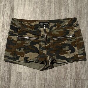 Ashley Mason Striped Tan and Black Camouflage Shorts